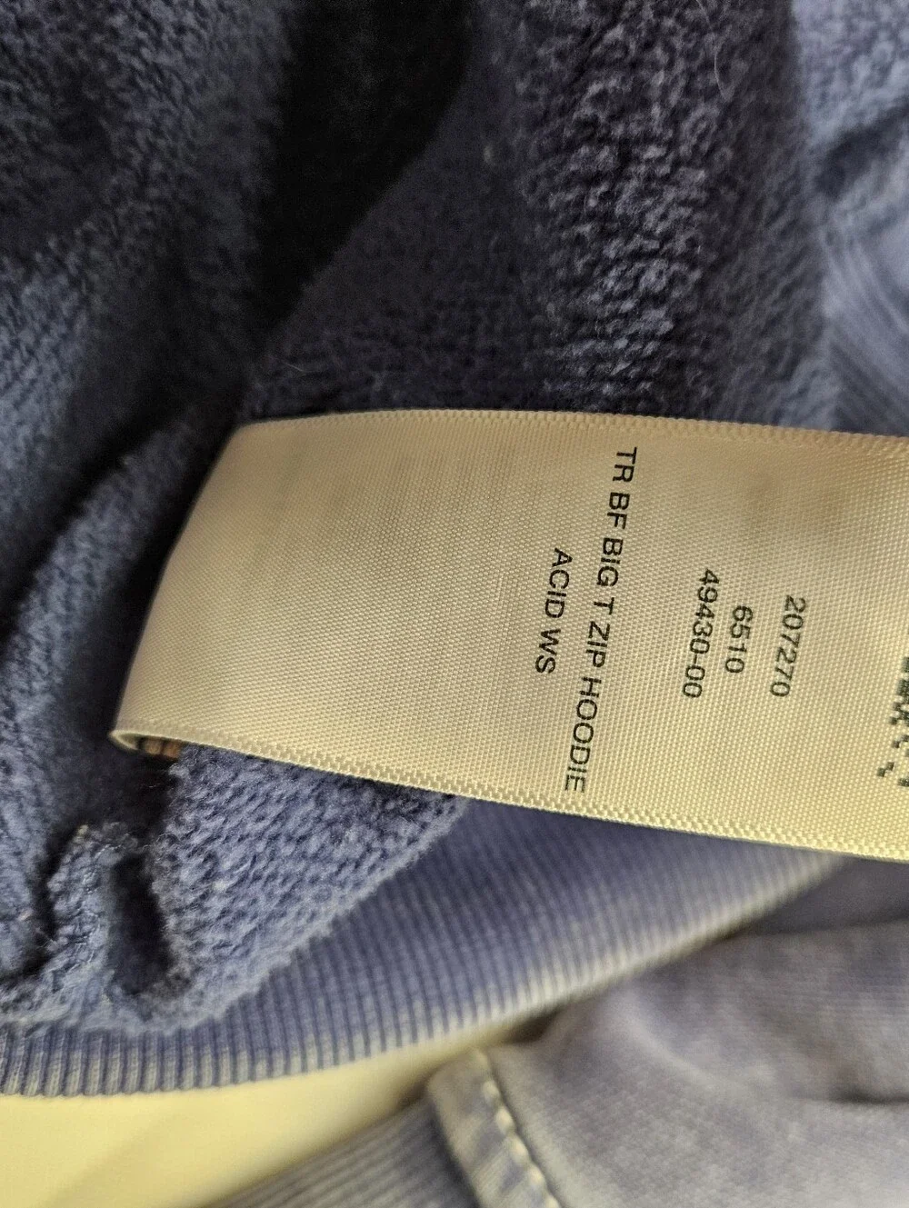 True Religion Jacket Mens Medium Blue Full Zip Big T Hoodie Acid Wash Sweatshirt